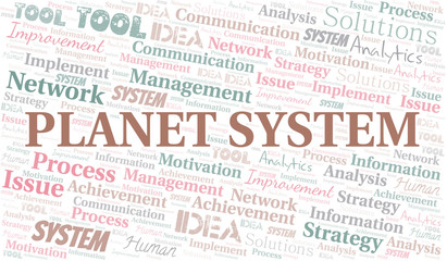 Obraz premium Planet System typography vector word cloud.