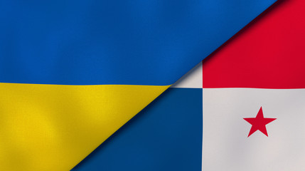 The flags of Ukraine and Panama. News, reportage, business background. 3d illustration