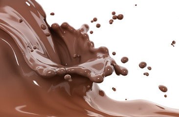 Splashing of chocolate isolated abstract background 3d rendering