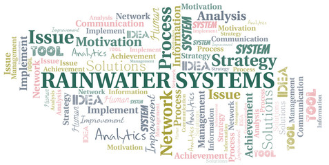 Rainwater Systems typography vector word cloud.