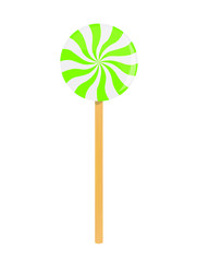 Swirl green and white lollipop. vector