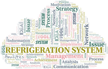 Refrigeration System typography vector word cloud.