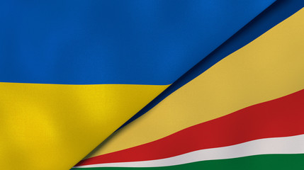 The flags of Ukraine and Seychelles. News, reportage, business background. 3d illustration