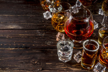 Selection of hard strong alcoholic drinks