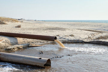 Discharge of waste into water. Environmental pollution. Ecology. 