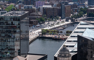 Fototapeta na wymiar Liverpool waterfront aerial 