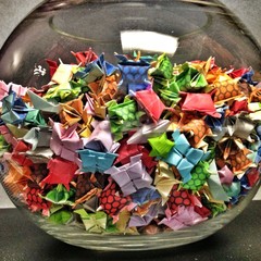 Colorful Paper Turtles In Fishbowl