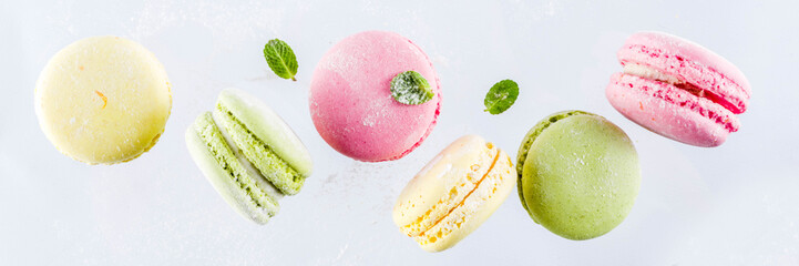 Bright colorful macarons