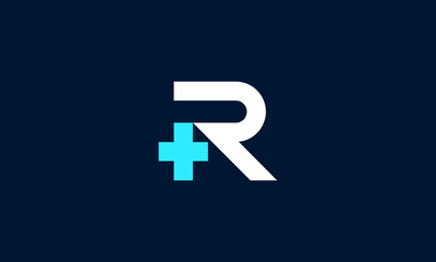 letter R logo with medical cross design