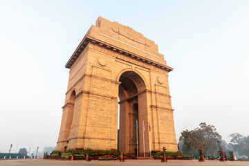 Fototapeta na wymiar India Gate in New Delhi, morning view, no people