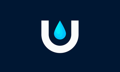 letter U logo with water drop 