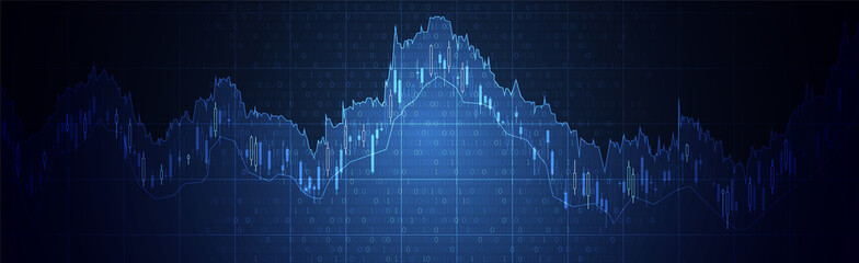 Financial trade concept. Stock market and exchange. Candle stick graph chart.