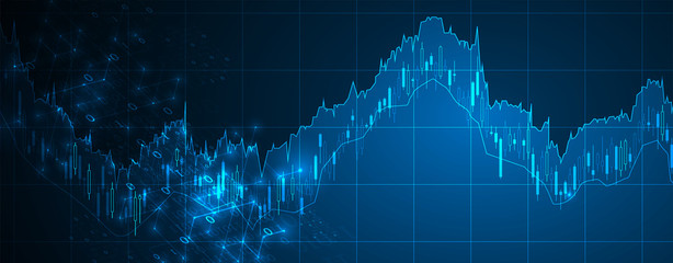 Financial trade concept. Stock market and exchange. Candle stick graph chart.