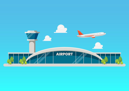 Airport building flat style illustration