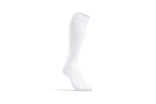 Blank White Soccer Socks Toe Mockup, Half-turned View