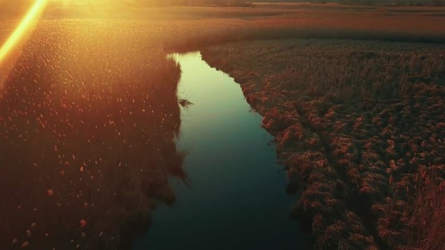 Aerial shot - The River Seret in west part of Ukraine