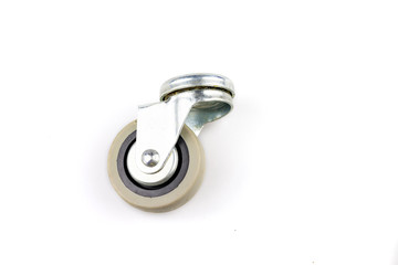 Industrial trolley single Swivel Rubber Caster Wheels with Top Plate not fixed. Isolated on white background.