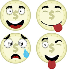Vector illustration of expressions of a coin cartoon