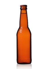 brown bottle with beer