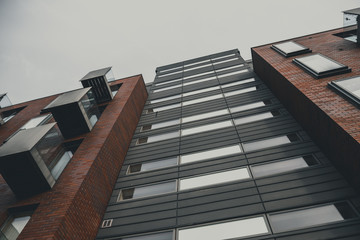 Fototapeta premium Futuristic regeneration of city's with luxurious city living apartments. Real estate expensive inner city urban living quarters. Estate agents and the construction industry investing heavily down town