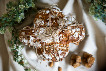 Traditional italian easter dove bread cake The counterpart of the two well-known Italian Christmas desserts, panettone and pandoro. Colomba easter
