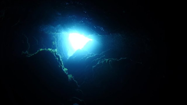 sun beam and rays sun shine underwater in caves and caverns scenery
