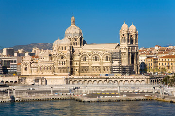 Fototapeta na wymiar Notre Dame de la Garde, Marseille, Provence, France on the Mediterranean Sea