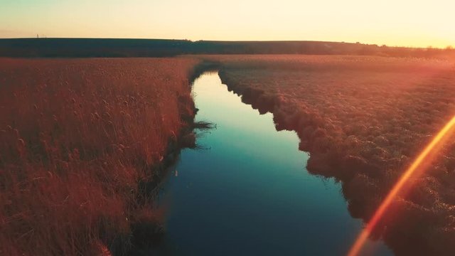 Aerial shot - The River Seret in west part of Ukraine