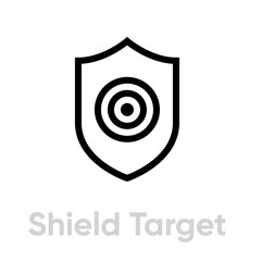 Shield Target icon. Editable line vector.