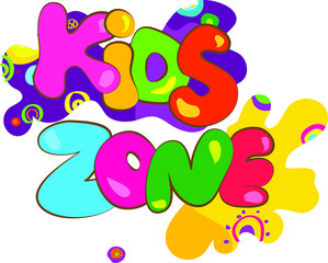 Colorful kids zone banner hand draw graffiti style.Vector
