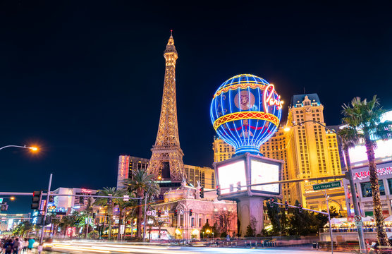 Las Vegas, United States - March 19, 2019: Paris Las Vegas, a hotel and casino on the Las Vegas Strip