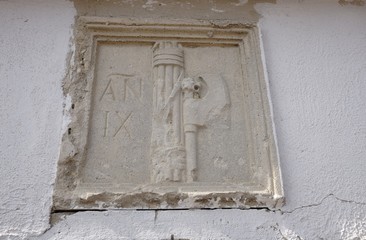 beam of lictor on the wall in Spoltore, Pescara Italy