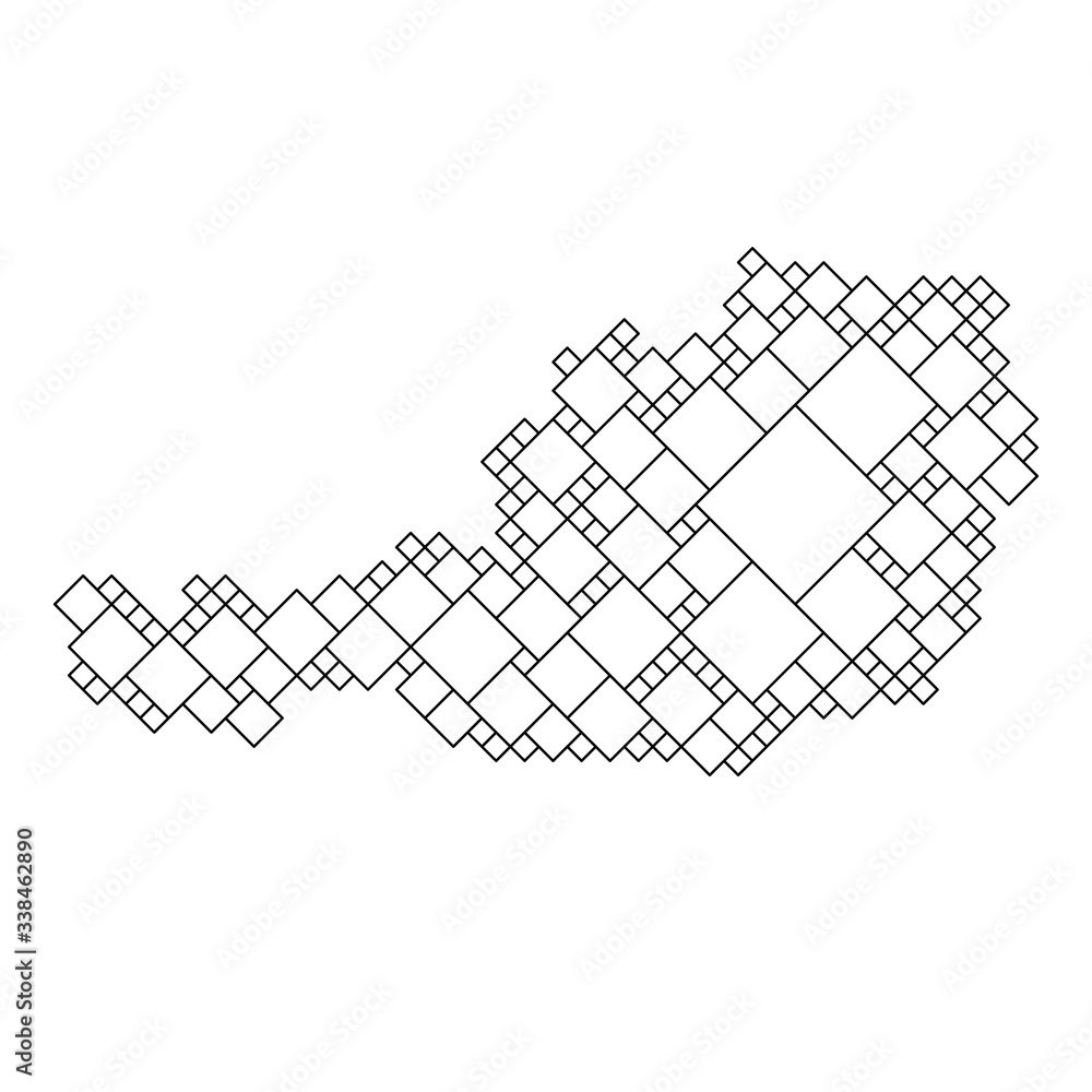 Poster austria map from black pattern from a grid of squares of different sizes . vector illustration.