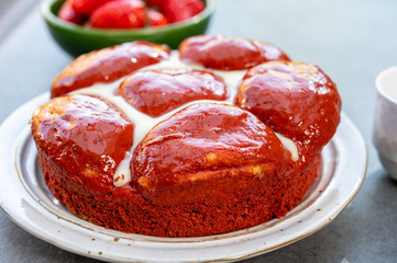 Sweet red velvet brioche cake from Brabant, Netherlands