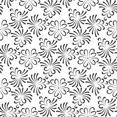 Fototapeta na wymiar Vintage floral seamless pattern. Black and white flowers background.