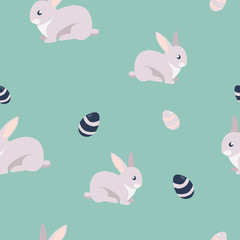 Vector seamless pattern with easter rabbits. Suitable for wrapping paper, fabric or web background design