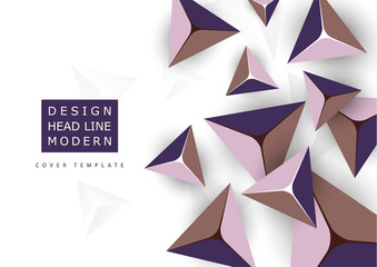 Abstract colorful background with geometric elements. Flying pyramids, triangles. Minimal cover design. Template for your corporate design. Vector