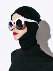 fashion model wearing sunglasses