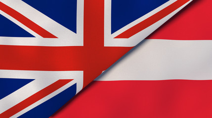 The flags of United Kingdom and Austria. News, reportage, business background. 3d illustration