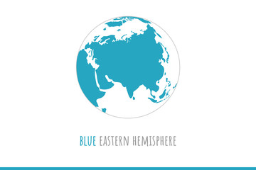 blue world eastern hemisphere vector map detailed accurate illustration isolated
