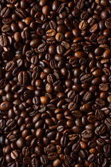 Freshly roasted aromatic coffee beans.
