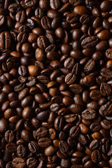 Freshly roasted aromatic coffee beans.
