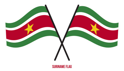 Suriname Flag Waving Vector Illustration on White Background. Suriname National Flag