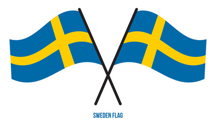 Sweden Flag Waving Vector Illustration on White Background. Sweden National Flag