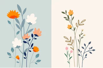 Satz Blumenhintergrund. Vektorillustration für Grafik- und Webdesign, Marketingmaterial, soziale Medien, Präsentationsvorlagen, saisonale Grußkarten. © PureSolution