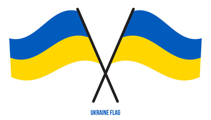 Ukraine Flag Waving Vector Illustration on White Background. Ukraine National Flag