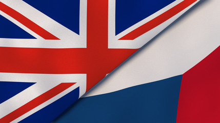 The flags of United Kingdom and Czech Republic. News, reportage, business background. 3d illustration