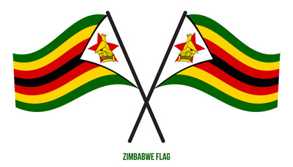 Zimbabwe Flag Waving Vector Illustration on White Background. Zimbabwe National Flag