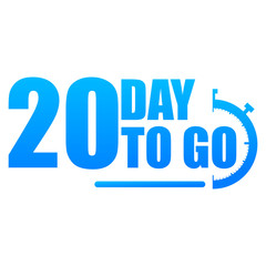 20 day to go label, red flat with alarm clock, promotion icon, Vector stock illustration: For any kind of promotion