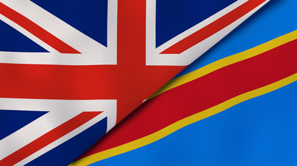 The flags of United Kingdom and DR Congo. News, reportage, business background. 3d illustration
